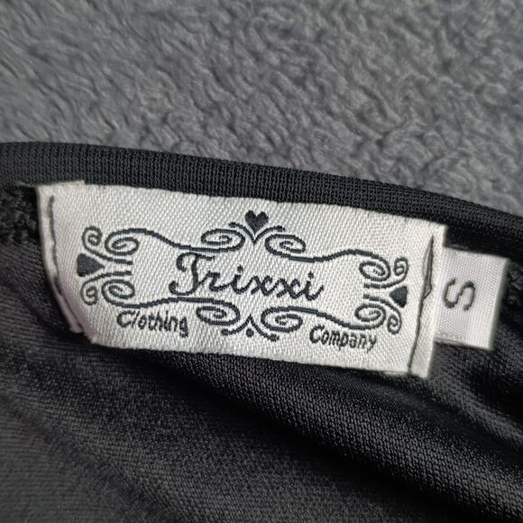 Trixxi Black Halter Cocktail Dress Size Small Handkerchief Hem Empire Waist LBD - Picture 2 of 14